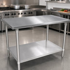 Thumbnail image #3 for John Boos ST6-48108SSW 108" x 48" Stainless Steel Flat Top Work Table, 16-Gauge, Open Base with Undershelf