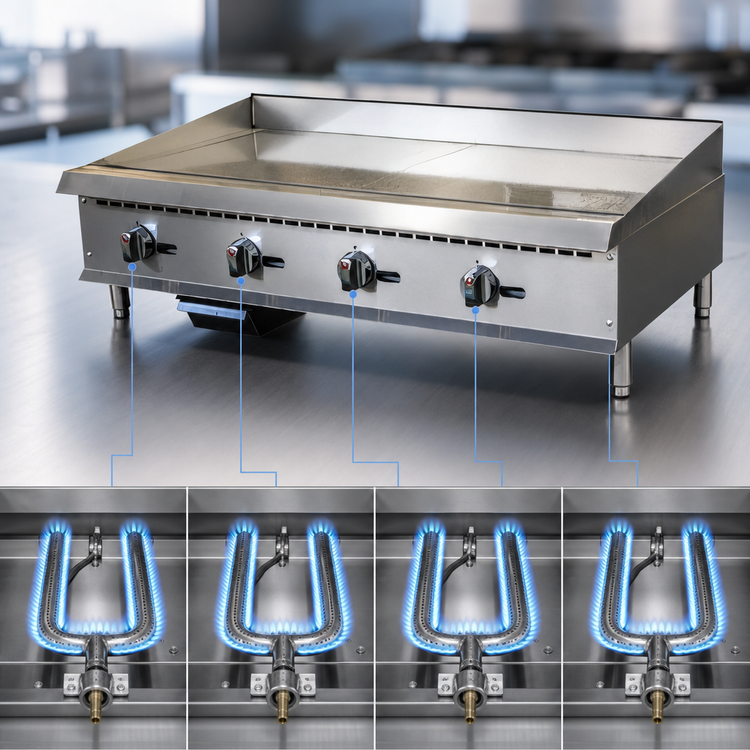 Product image #3 for IKON Cooking 48-Inch Countertop Natural Gas Griddle with 3/4-Inch Polished Steel Plate