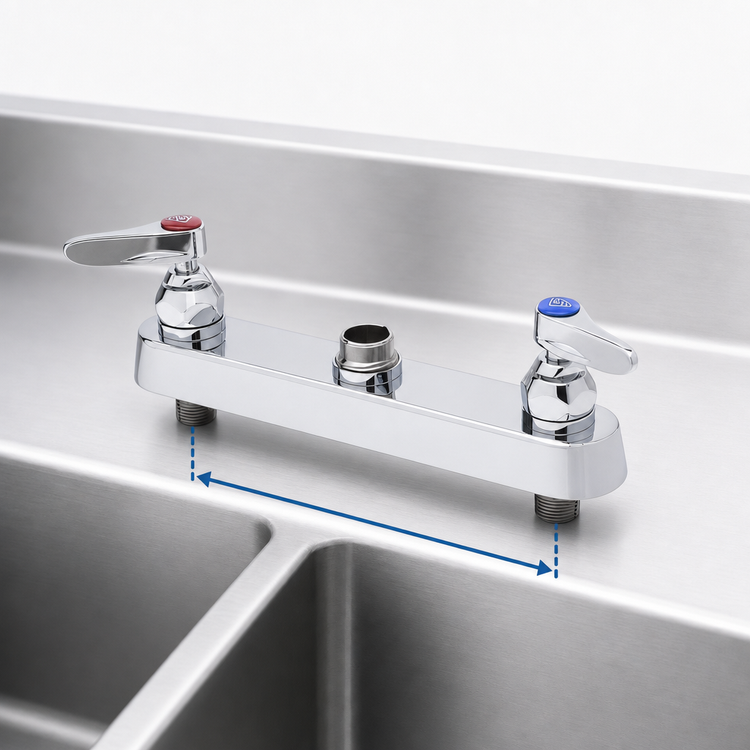 Product image #3 for T&S Brass B-1120-CR-LN 8-Inch Center Deck Mount Workboard Faucet, Less Nozzle
