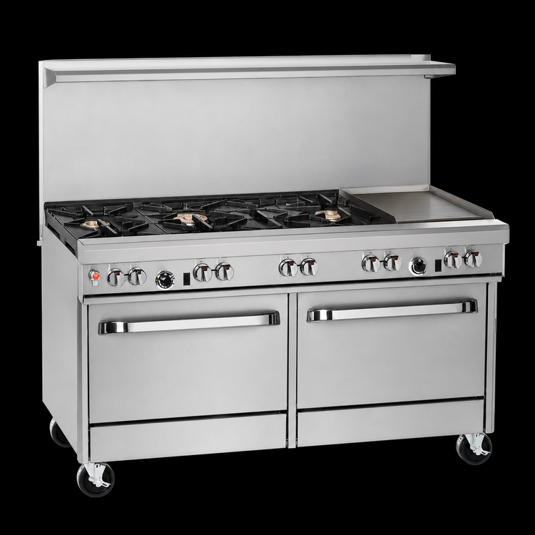 Product image #3 for Southbend Ultimate 60-Inch Gas Restaurant Range with 5 Burners, 24-Inch Griddle and 2 Convection Ovens