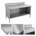 Thumbnail image #3 for John Boos Enclosed Base Stainless Steel Work Table, Open Front, 84 x 30 Inches, 14-Gauge 300 Series Top, 5-Inch Backsplash