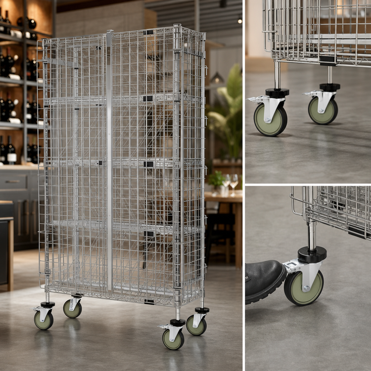 Product image #3 for Quantum Mobile Wine Bulk Storage Security Shelving Unit, Chrome Plated Finish