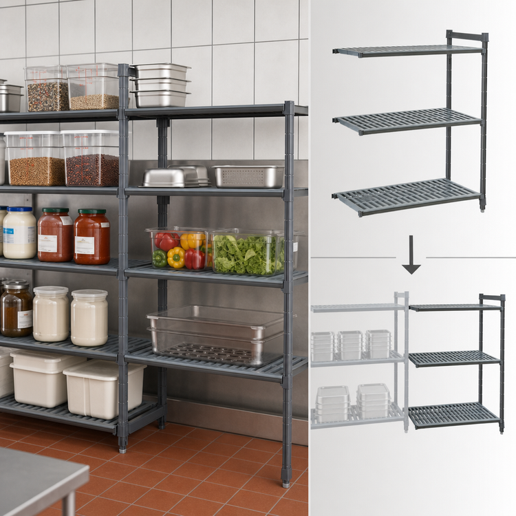 Product image #3 for Cambro Camshelving Basics Plus 4-Tier Vented Add-On Shelving Unit, 24" x 42" x 84", Brushed Graphite