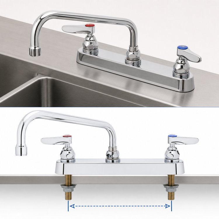 Product image #3 for T&S Brass B-1121 8-Inch Center Deck-Mount Workboard Faucet with 8-Inch Swing Nozzle