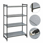 Thumbnail image #3 for Cambro Camshelving® Basics Plus CBU214864S4580 4-Tier Solid Polymer Shelving Starter Unit, 21-Inch Deep, 48-Inch Wide, Brushed Graphite