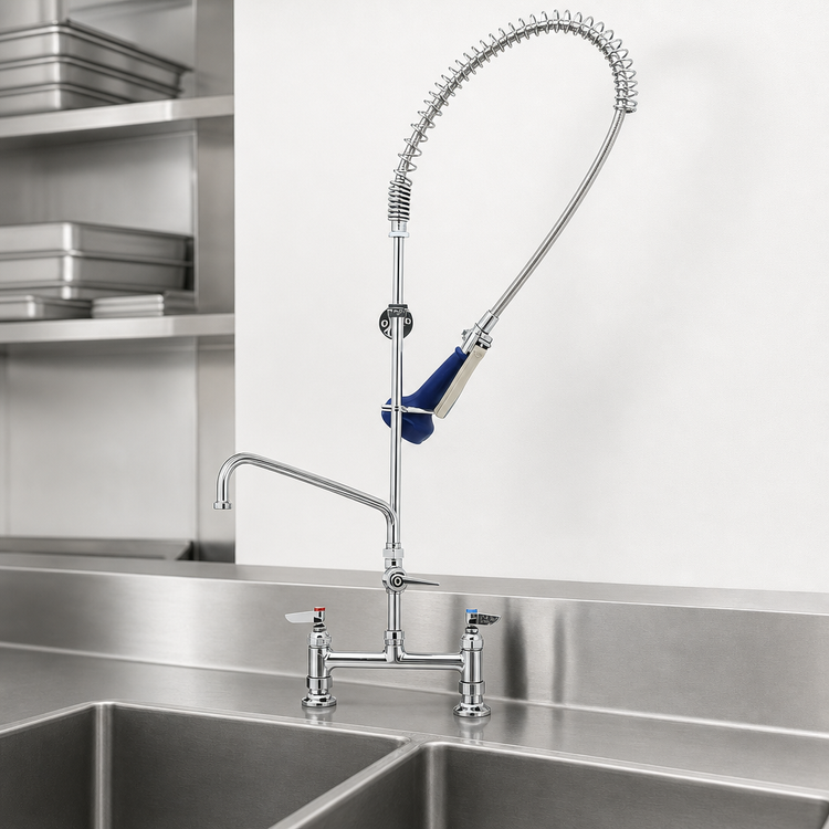 Product image #3 for T&S Brass EasyInstall Deck-Mount Pre-Rinse Unit with 8" Adjustable Centers and 10" Swing Spout