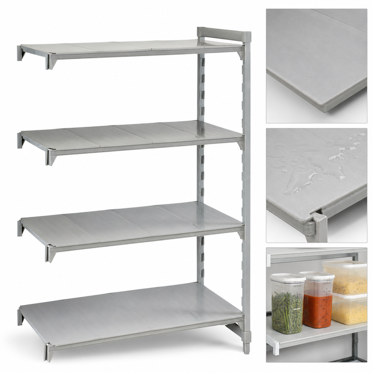 Product image #4 for Cambro Camshelving Premium 4-Tier Solid Add-On Shelving Unit, 24" W x 21" D x 72" H