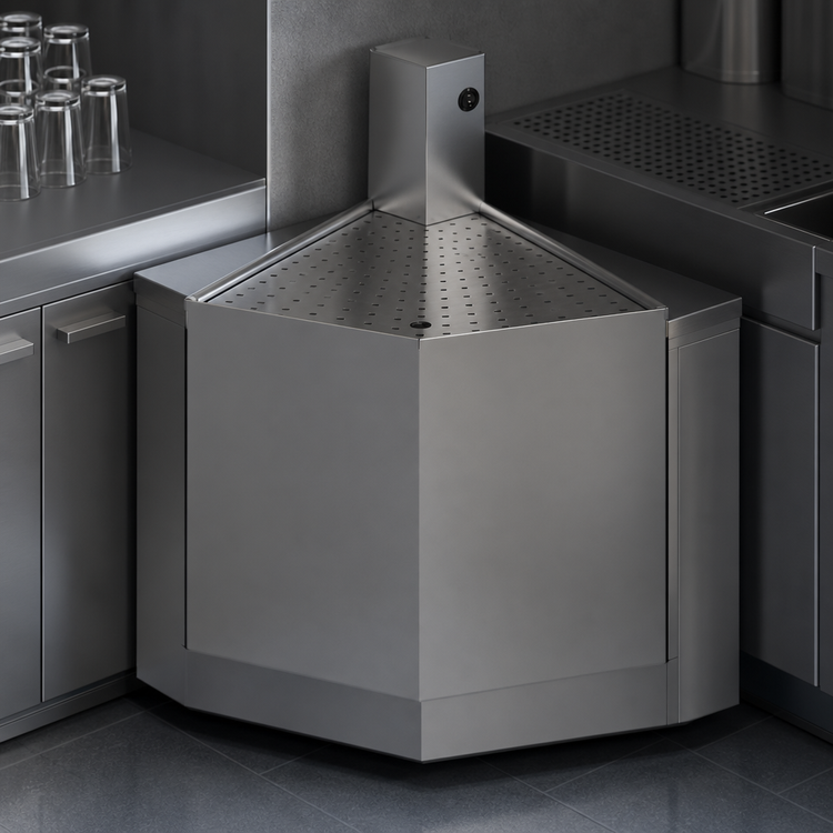 Product image #3 for Glastender Underbar Outside Wedge Corner Drainboard, 45° Angle, No Legs, Stainless Steel, 19-Inch Deep
