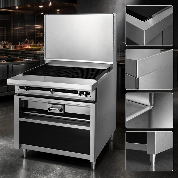 Product image #3 for Titan JTKC-60-RAD 60" Heavy Duty Radiant Gas Charbroiler Range with Cabinet Base
