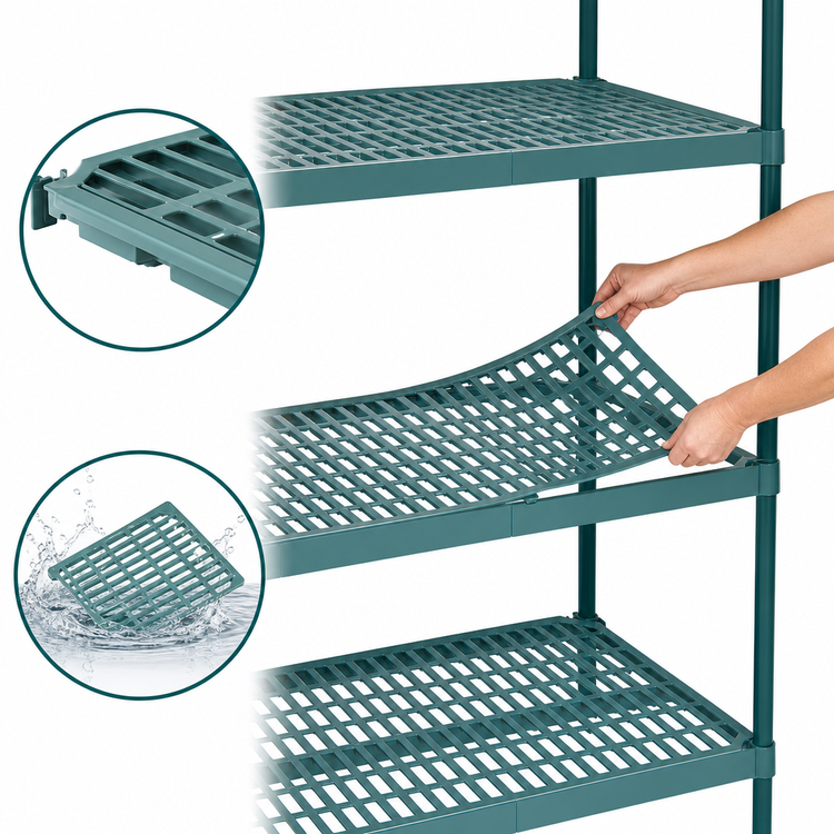 Product image #3 for Metro Super Erecta Pro Louvered 18-Inch x 36-Inch x 74-Inch Stationary Add-On Polymer Shelving Unit with 4 Shelves