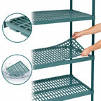 Thumbnail image #3 for Metro Super Erecta Pro PR-183674K3-A-4 Stationary Add-On Polymer Shelving Unit, Louvered, 18 x 36 x 74 in, 4 Shelves, Green