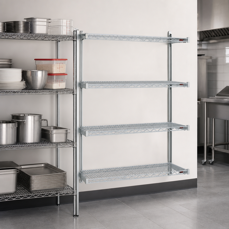 Product image #3 for EAGLEbrite 4-Tier Add-On Wire Shelving Unit with QuadTruss Design, 24W x 21D x 74H, Zinc Finish