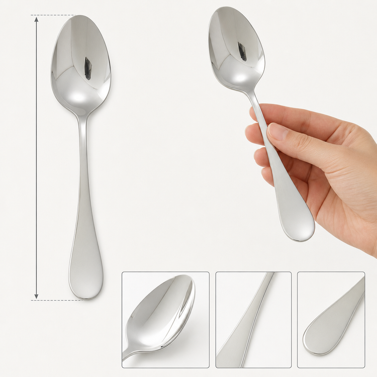 Product image #4 for Venice 7-3/8 Inch Dinner Spoon, 18/8 Stainless Steel, Extra Heavy Weight, Mirror Finish
