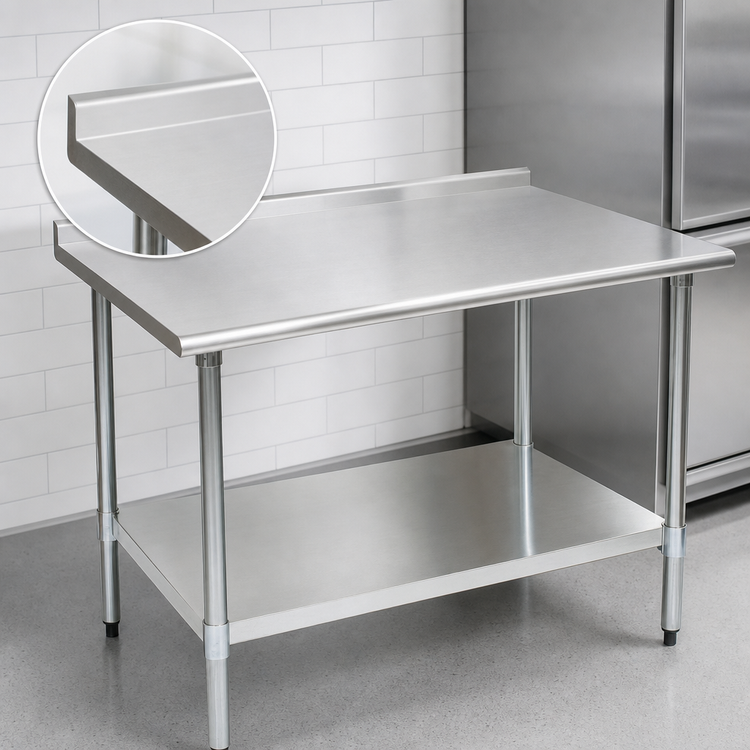 Product image #3 for Eagle Budget Series 30 Inch x 24 Inch 430 Stainless Steel Work Table with 1-1/2 Inch Rear Up-Turn and Undershelf