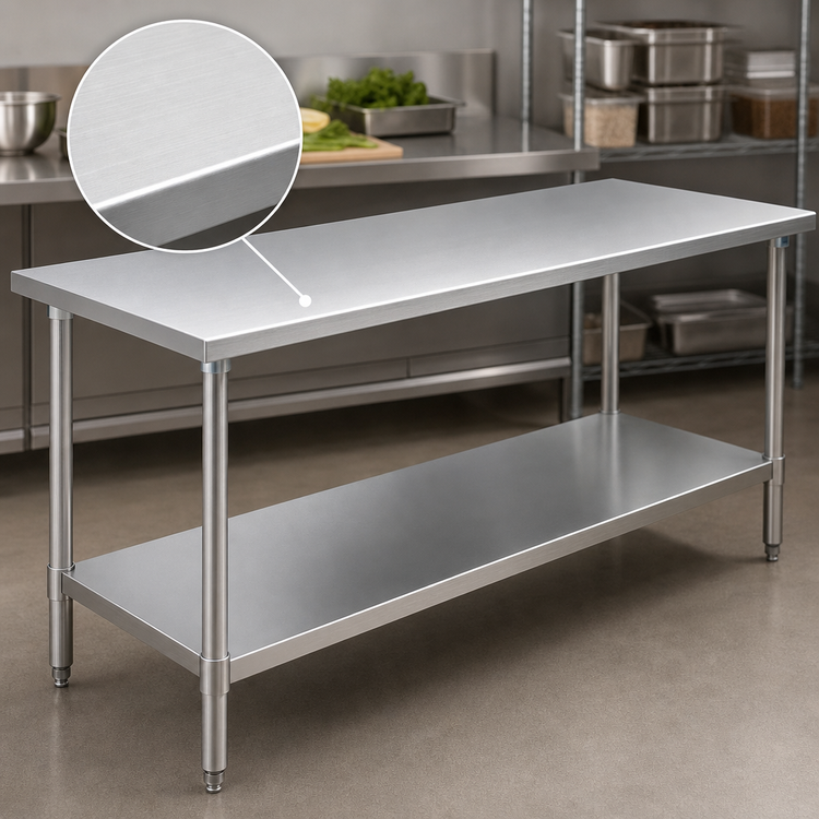 Product image #3 for Eagle Group Budget Series 48" x 24" 430 Stainless Steel Work Table with Adjustable Undershelf