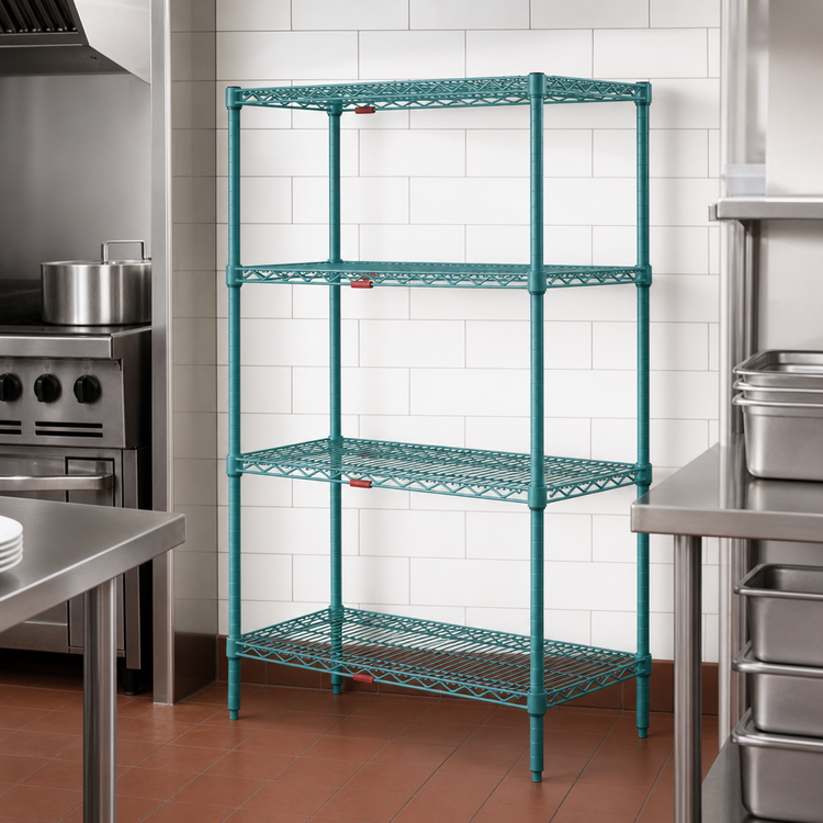 Product image #3 for EagleGard 4-Tier Wire Shelving Starter Unit, 42W x 18D x 63H, Hybrid Epoxy Finish