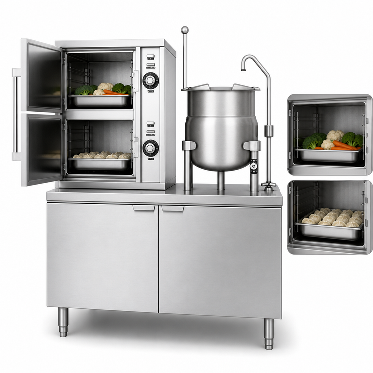 Product image #3 for Crown ECX-10-6 Two Compartment Electric Convection Steamer with 6 Gallon Kettle