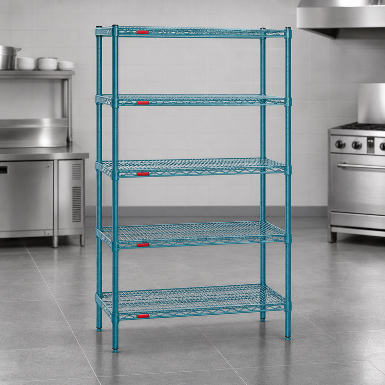 Product image #3 for EagleGard 5-Tier Wire Starter Shelving Unit, 42"W x 18"D x 86"H, Hybrid Epoxy Finish