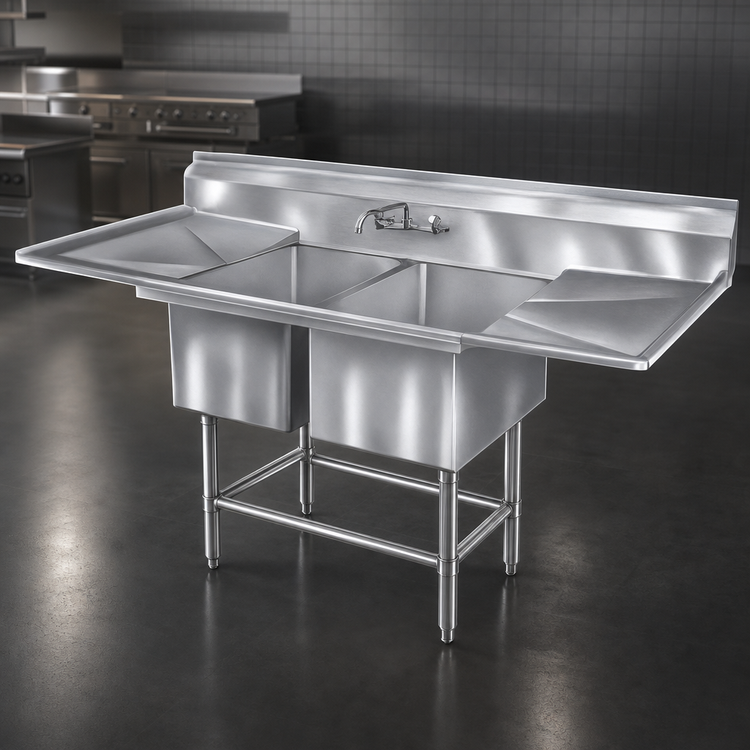 Product image #3 for Eagle Spec-Master Coved Corner Two-Compartment Floor Model Sink with Left 18-Inch Drainboard