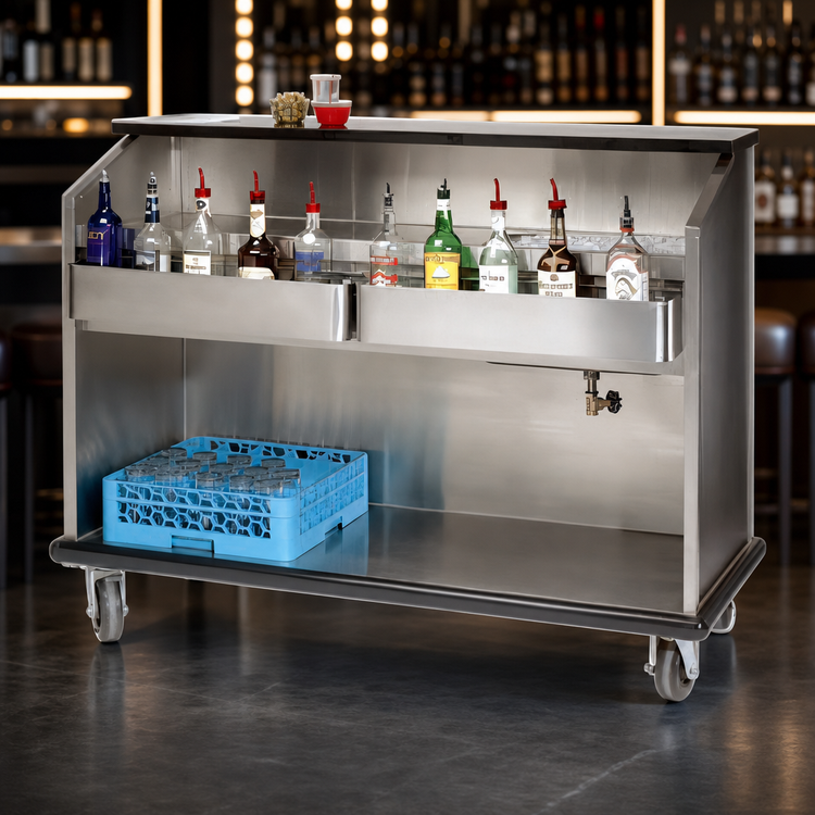 Product image #4 for Advance Tabco AMS-5B 62 1/4-Inch Portable Bar with Stainless Steel Bartender Side and Ice Bin