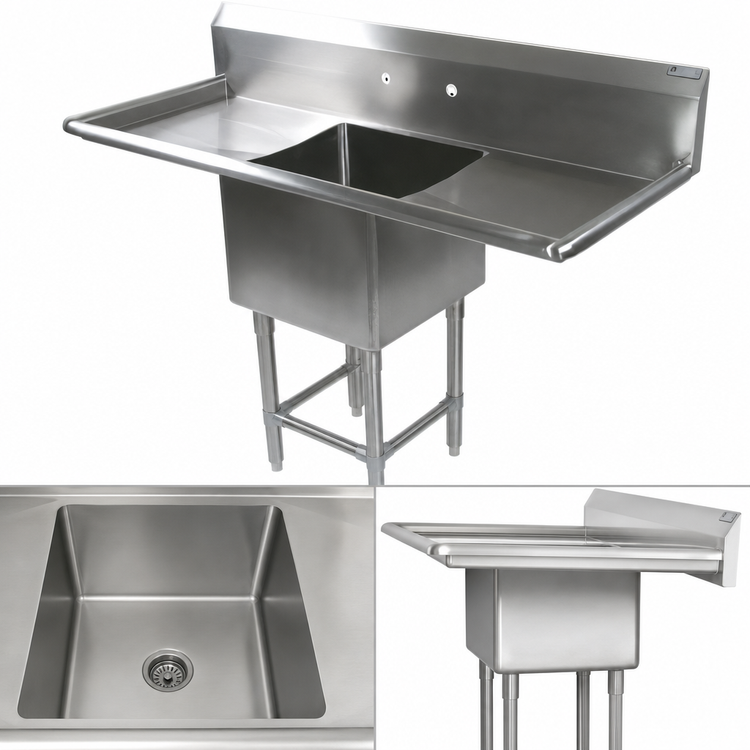 Product image #3 for John Boos Pro-Bowl 1-Compartment Stainless Steel Sink with Dual 24-Inch Drainboards, 18 x 18 x 12-Inch Bowl