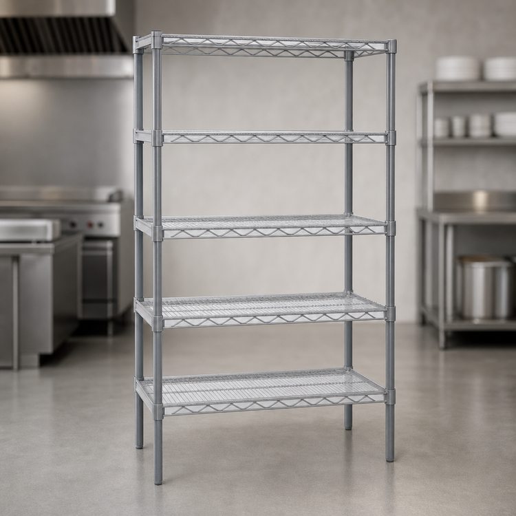 Product image #3 for Eagle Valu-Master 5-Tier Stationary Wire Starter Shelving Unit, 36"W x 24"D x 74"H, Pewter Gray Epoxy Finish