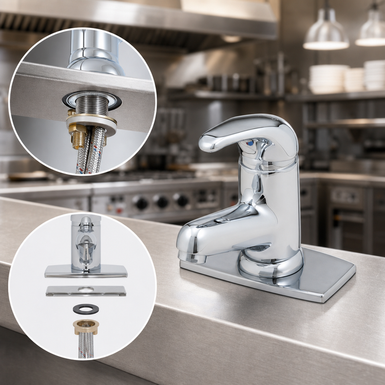 Product image #3 for T&S Brass B-2703 Single Lever Deck Mount Faucet with 4-Inch Deck Plate and 2.2 GPM Aerator