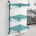 Thumbnail image #3 for Quantum WC54-CB1824P Wall-Mount Cantilever Starter Unit with 3 Wire Shelves, 54-Inch Posts, and Green Epoxy Antimicrobial Finish