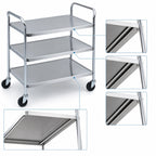 Thumbnail image #3 for Vollrath 97106 3-Shelf Chrome Utility Cart, Knockdown, Reinforced Stainless Shelves, 500 lb Capacity, 33 x 21 in Shelves