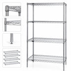 Thumbnail image #3 for Quantum WR54-1436C Chrome-Plated Wire Shelving Starter Unit, 36 x 14 x 54 Inches, 4 Shelves, 4 Posts, 600-800 lb. Capacity