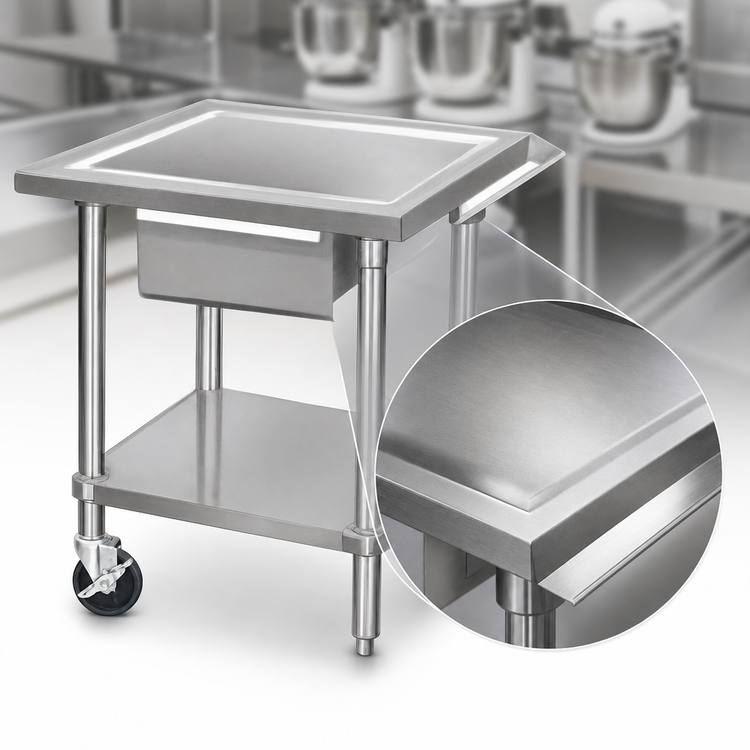 Product image #3 for Advance Tabco Mobile Mixer Equipment Table with Stainless Steel Top and Galvanized Base, 30 x 24 x 28 Inches