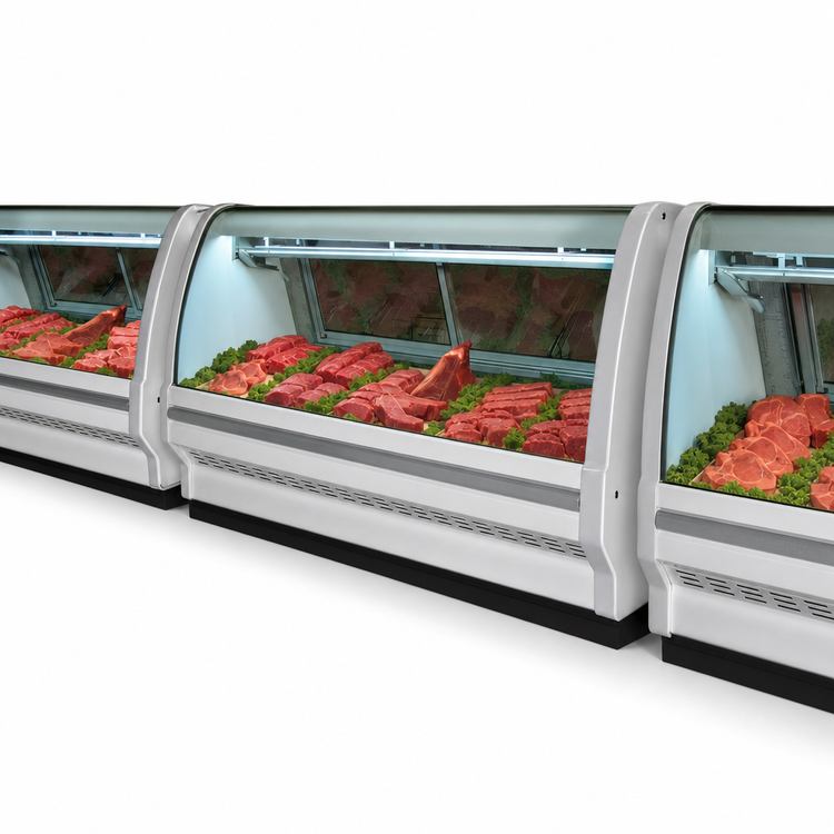 Product image #3 for Howard-McCray 40E Series 51.5 Inch Single Duty Curved Glass Red Meat Service Case, Endless Design, Self-Contained Refrigeration, LED Lighting, White