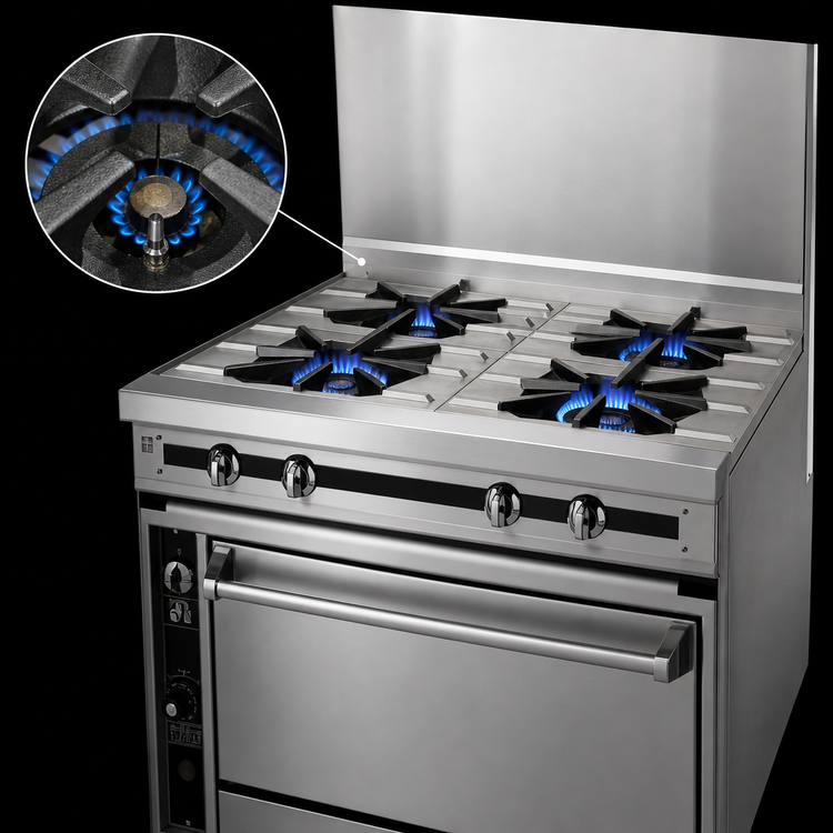 Product image #3 for Titan JTRH-4-30C 30" Four Burner Heavy Duty Gas Range with Convection Oven