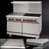 Thumbnail image #3 for American Range 48-Inch Gas Restaurant Range with 24-Inch Griddle, 4 Open Burners, and 2 Space Saver Ovens