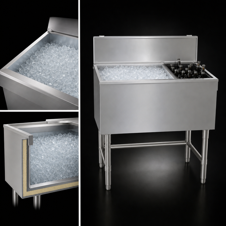 Product image #3 for Spec-Bar Underbar Combo Ice Bin/Bottle Unit, 54-Inch x 24-Inch, 106 lb Ice Capacity