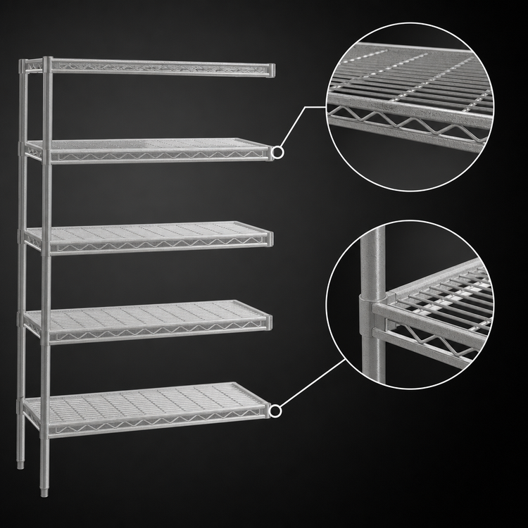 Product image #3 for Eagle Valu-Master 5-Tier Wire Add-On Shelving Unit, 24W x 18D x 74H, Pewter Gray Epoxy