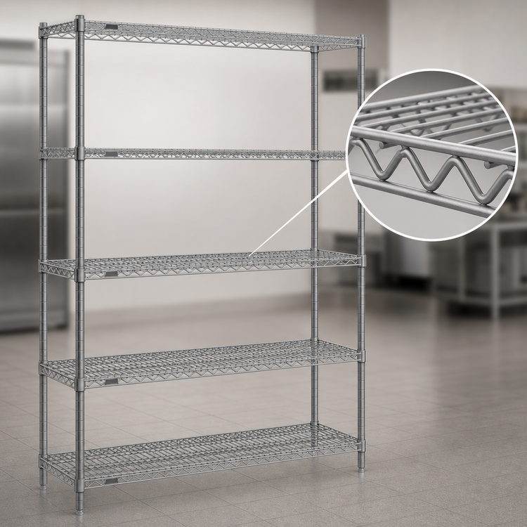 Product image #3 for Eagle Group Redipak 5-Tier Wire Shelving Unit, 60 Inch W x 18 Inch D x 74 Inch H, Stationary, Pewter Gray Epoxy Finish