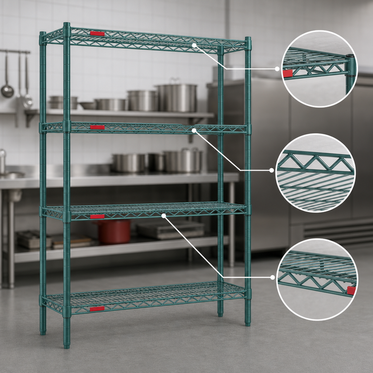 Product image #3 for Eagle Group Valu-Gard 4-Tier Stationary Wire Shelving Starter Unit, 72 x 24 x 74 Inches, Green Epoxy