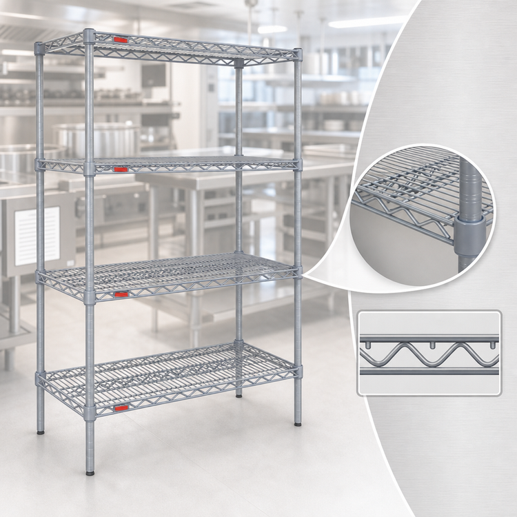 Product image #3 for Eagle Group Valu-Master 4-Tier Stationary Starter Wire Shelving Unit, 24W x 18D x 63H, Pewter Gray Epoxy Finish