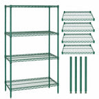 Thumbnail image #3 for Quantum WR54-1424P Stationary 4-Shelf Wire Shelving Starter Kit, 24" W x 14" D x 54" H, Green Epoxy Finish