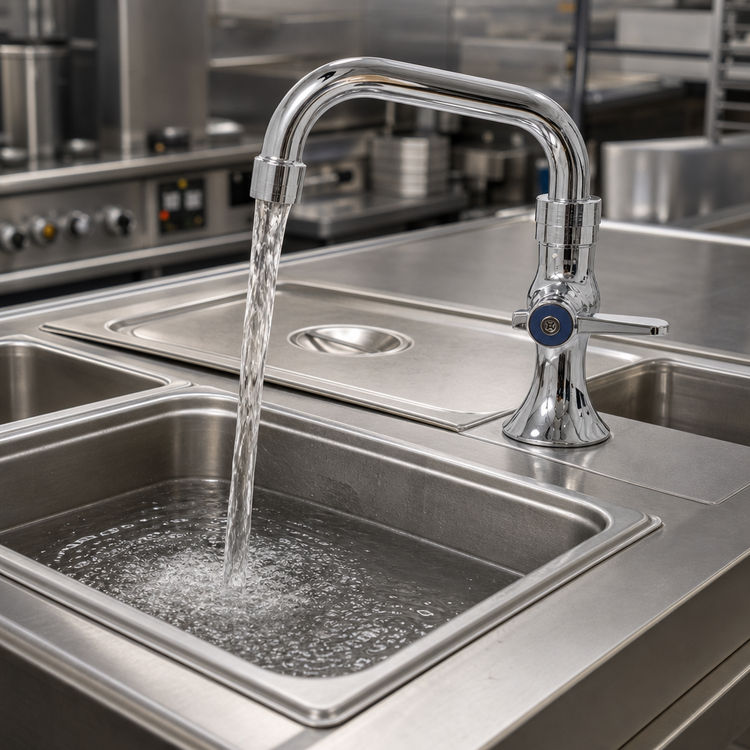 Product image #3 for Advance Tabco K-49 Heavy-Duty Hot Food Well Fill Faucet with 6-Inch Gooseneck Swing Spout, Deck Mount