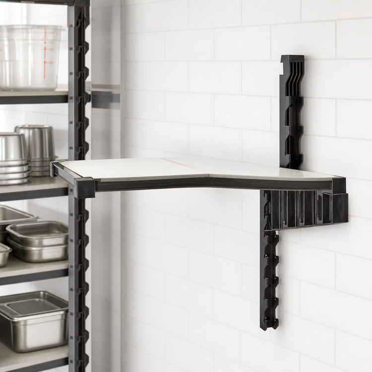 Product image #3 for Cambro Camshelving Elevation Wall-Mounted Add-On Shelf Kit with Solid Shelf Plates, 18 x 24 Inch, Brushed Graphite
