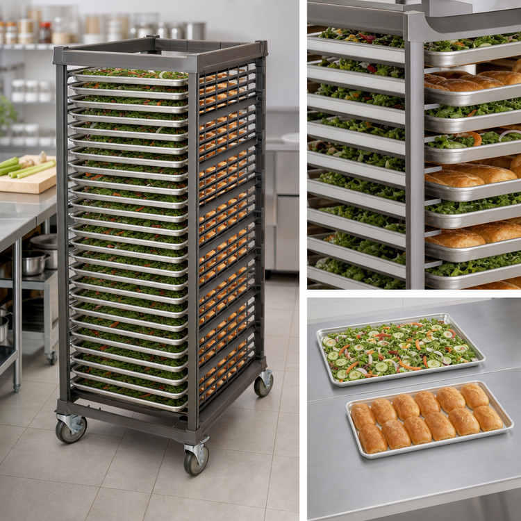Product image #4 for Cambro Camshelving Ultimate Full-Size Mobile Sheet Pan Rack, 1-1/2-Inch Rail Spacing, Factory Assembled, Plastic Casters