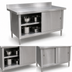 Thumbnail image #3 for 60-Inch Stainless Steel Enclosed Work Table with Sliding Doors and 4-Inch Backsplash