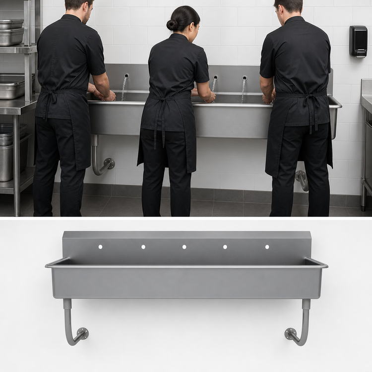 Product image #3 for Advance Tabco Wall Mounted 3-Person Multiwash Hand Sink, 60 Inch Wide