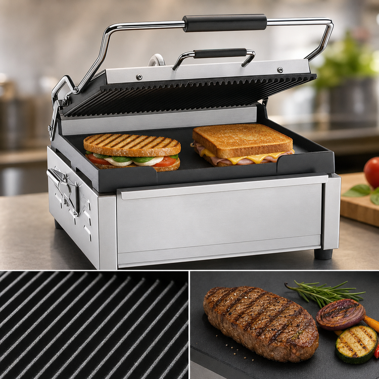 Product image #3 for Waring Commercial Dual-Surface Countertop Panini Grill with 14-1/2 x 11 Inch Cast Iron Cooking Surface