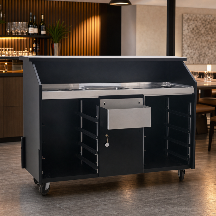 Product image #3 for Deluxe 63-Inch Indoor Portable Bar with Right Locking Cabinet and Stainless Steel Work Surface