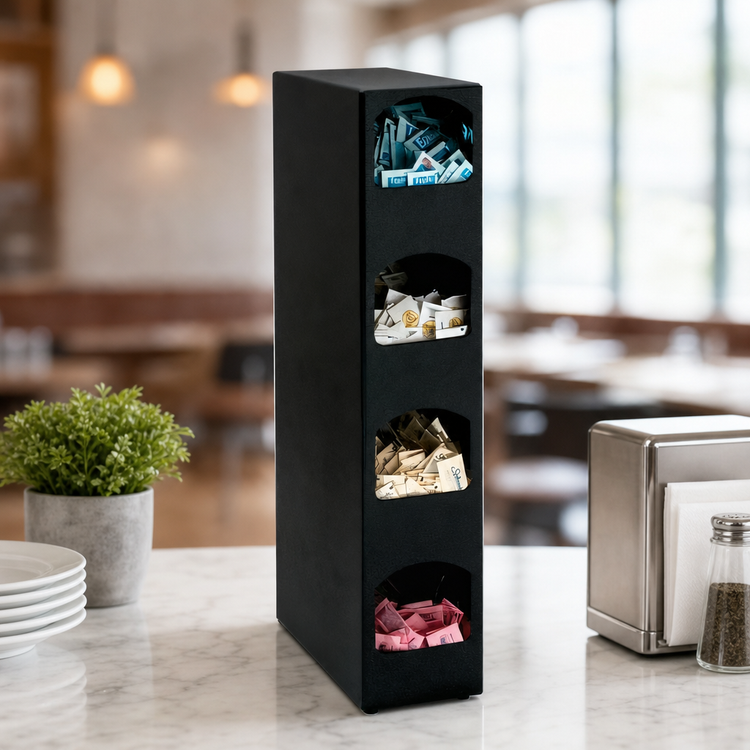 Product image #3 for Dispense-Rite 4-Section Packeted Condiment Organizer, Black Polystyrene, Countertop