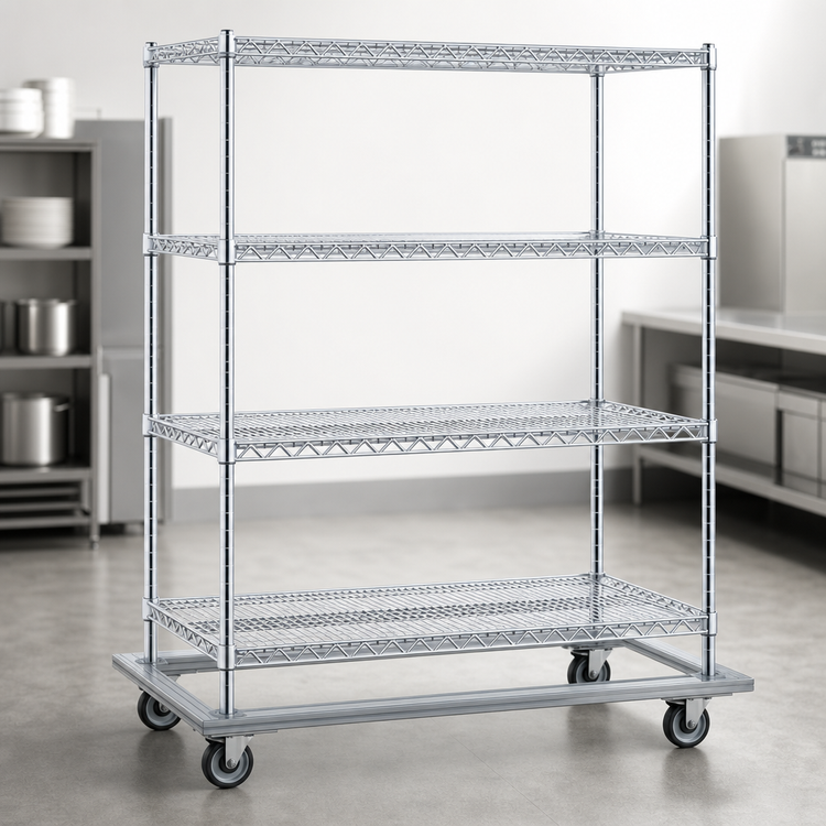 Product image #3 for EAGLEbrite 4-Tier Wire Shelving Dolly Truck, 48 x 24 Inches, Zinc Finish, 5-Inch Poly Casters