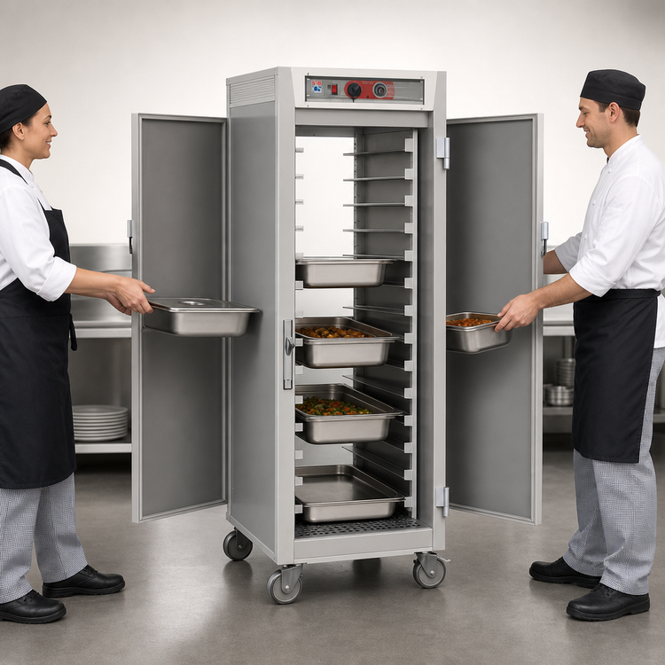 Product image #3 for Metro C5 6 Series Mobile Full-Height Pass-Thru Heated Holding Cabinet with Solid Doors and Universal Slides